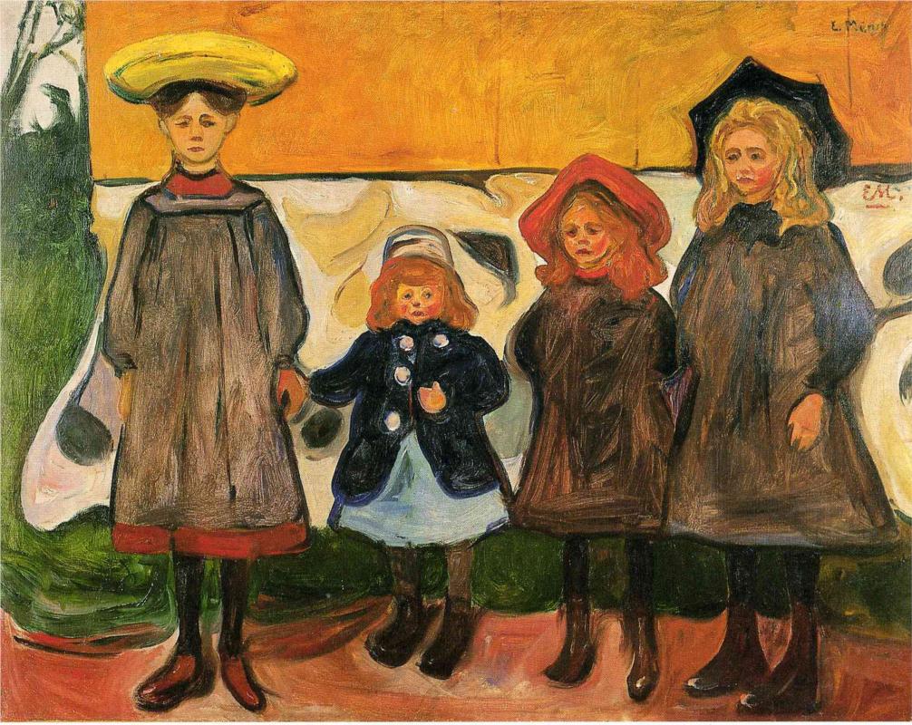 Four girls in Arsgardstrand, 1903 - Edvard Munch Painting